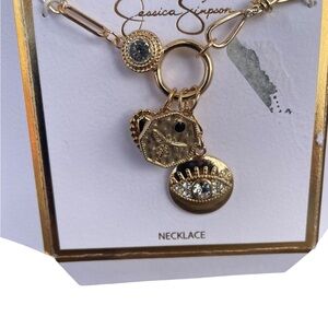 Jessica Simpson Gold and Black Charm Necklace